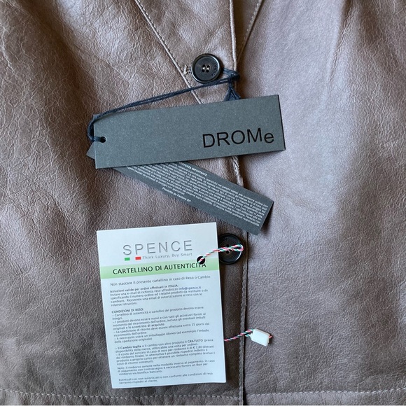 DROMe | Leather Blazer Jacket / Wool Contrast / Col Taupe-Felt / Sz Small / NWT! - Picture 11 of 12